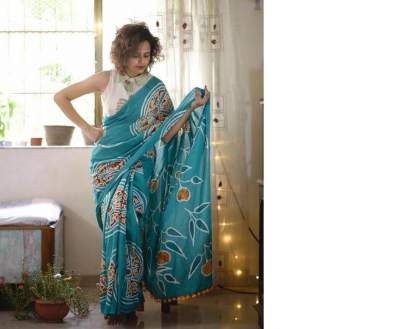 BEAUTIFUL FANCY COTTON SAREE WITH DIGITAL PRINT 