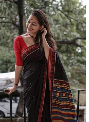 BEAUTIFUL FANCY COTTON SAREE WITH PRINT 