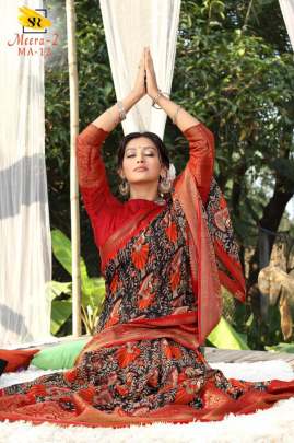BEAUTIFUL MEERA COTTON SILK SAREE IN IMPERIAL RED 