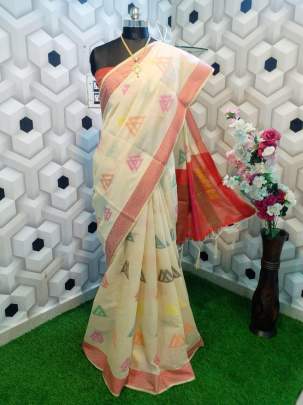 BEAUTIFUL SOFT COTTON  SAREE WITH ALL OVER BEAUTIFUL  WEAVING TILL BLOUSE PART 