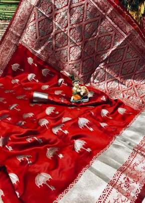 BEAUTIFUL UMBRELLA SOFT SILK SAREE IN ROYAL RED COLOR 