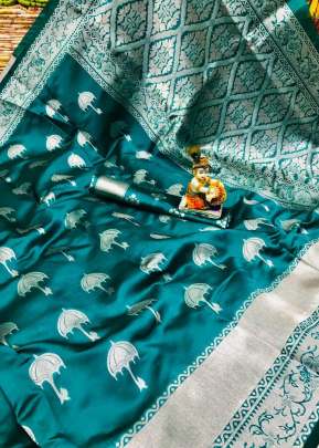 BEAUTIFUL UMBRELLA SOFT SILK SAREE IN TURQUOISE COLOR 