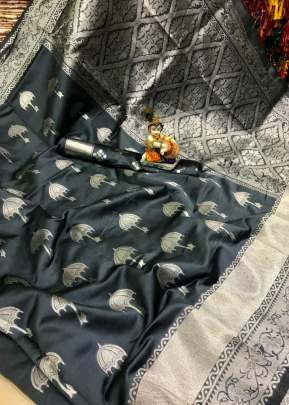 BEAUTIFUL UMBRELLA SOFT SILK SAREE IN DARK GREY COLOR 