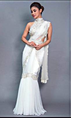 BOLLYWOOD MONI ROY S WHITE NETTED SAREE 