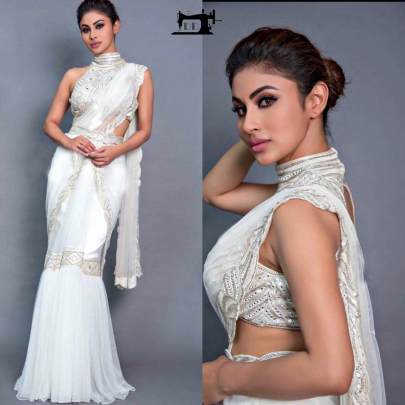 BOLLYWOOD MONI ROY S WHITE NETTED SAREE