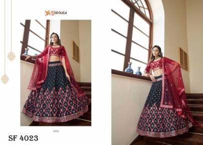 BRIDESMAID VOL   16 Designer Lehengha Choli In Black And Maroon Color By SHUBHKALA