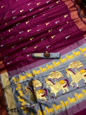 Banarasi Cotton Silk Wine Saree By Surati Fabrics