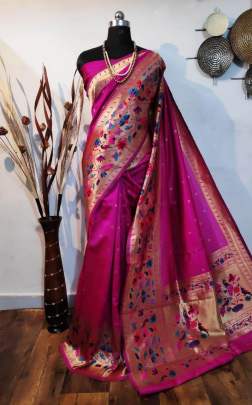 Banarasi Handloom Weaving Silk Saree With Rich Elegant Zari 