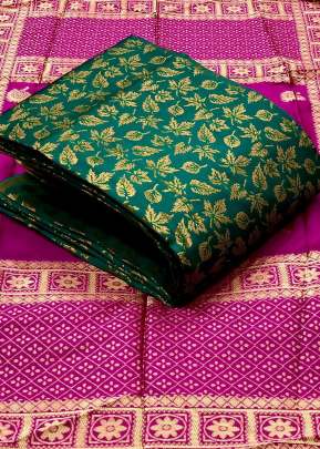 Banarasi Patti Silk Green Color Dress Material