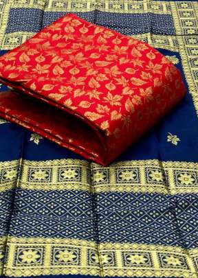 Banarasi Patti Silk Red Color Dress Material