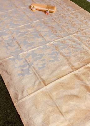 Banarasi Saree in Off White Color By Surati Fabric