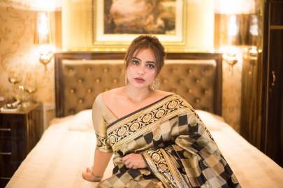 Banarasi Silk Weaving Golden Black  Saree