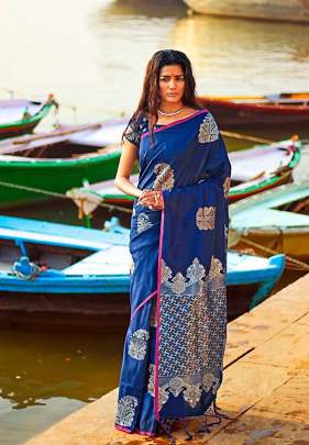 Banasari Soft Handloom Weaving Silk Blue