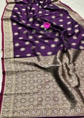 Banasari Soft Silk With Golden Zari Wine Color Saree