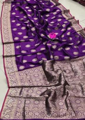 Banasari Soft Silk With Golden Zari Purple Color Saree
