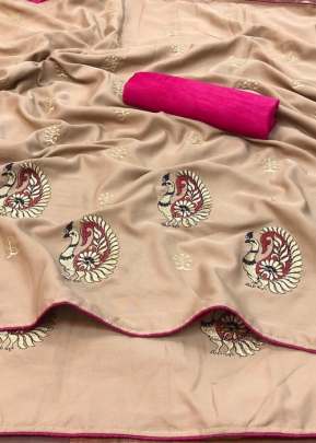 Beautiful Indian Glory More Butta Crape Silk Chiku Color Saree
