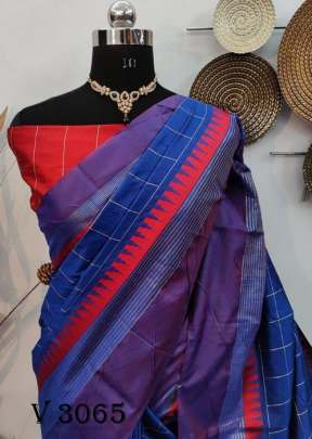  Beautiful Raw silk weaving Nevy Blue saree By Yuvika Checks