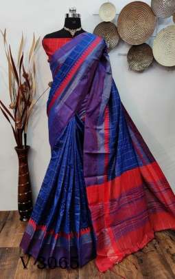  Beautiful Raw silk weaving Nevy Blue saree By Yuvika Checks
