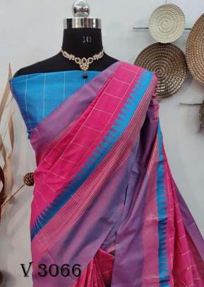  Beautiful Raw silk weaving Pink saree By Yuvika Checks