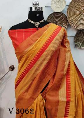  Beautiful Raw silk weaving Yellow saree By Yuvika Checks