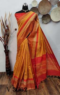 Beautiful Raw silk weaving Yellow saree By Yuvika Checks