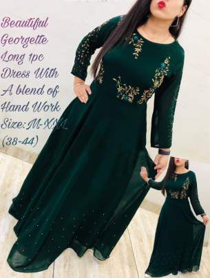 Buy Dark Green Readymade Designer Party Wear Georgette Anarkali Kurti | Anarkali  Kurtis