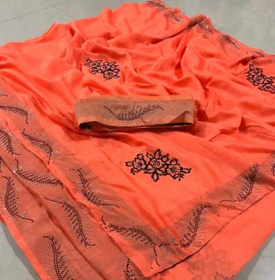 Beautiful poworlooms two tone vichitra Orange