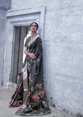 Black Colour Pure Jamadani Weaving Saree With Zari Border