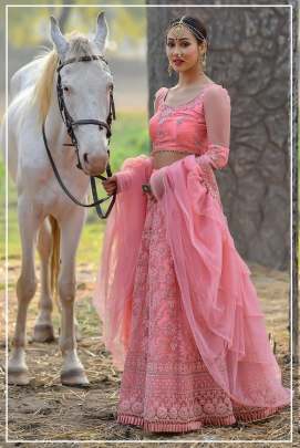 Bridal Net Pink Colour LehnghaCholi