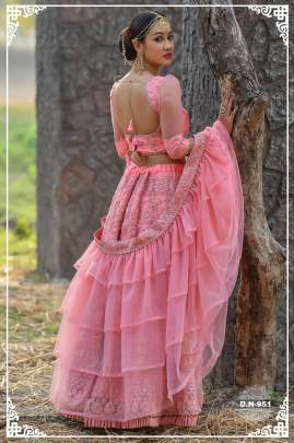 Bridal Net Pink Colour LehnghaCholi