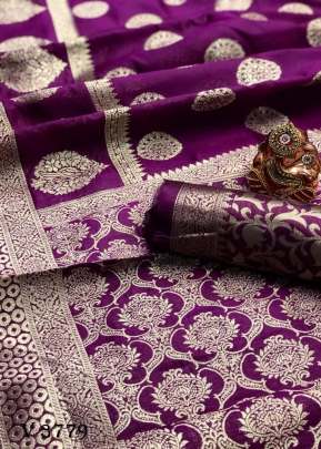 Bulbul Banarasi silk Saree In Rani Color By Surati Fabric