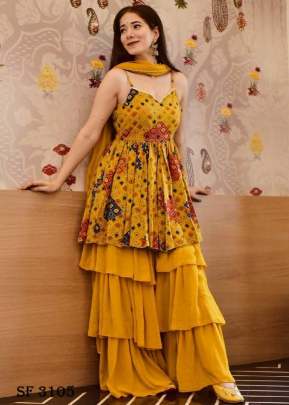 Butter Silk Palazzo Suit In Tumeric Yellow Color By HK