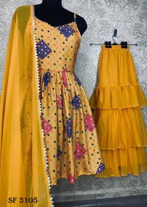 Butter Silk Palazzo Suit In Tumeric Yellow Color By HK