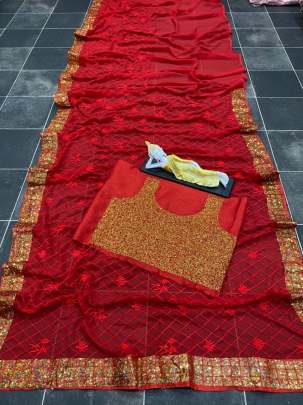 CHRISTMAS SPECIAL RED SEQUENCE SAREE WITH SEQUENCE BLOUSE