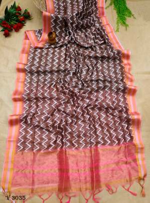 Chanderi Cotton Brown Saree By Aaradhna