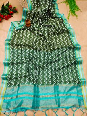 Chanderi Cotton Mehendi Color Saree By Aaradhna