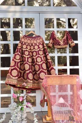 Chennai Silk Dark Rani Colour LehnghaCholi