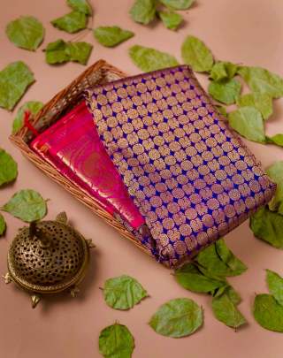 Chex Design Kanchipuram Reach Royal Blue Color Saree