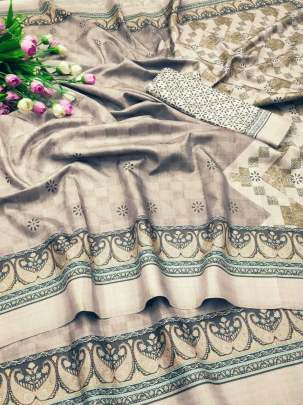  Cora silk Traditional Digital Print Grey