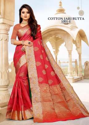  Cotton Jari Butta Red ish Color Saree