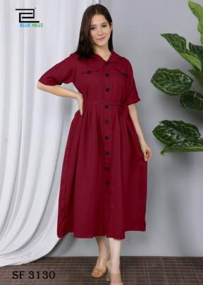 Cotton Kurtis In Maroon Color By Blue Hills