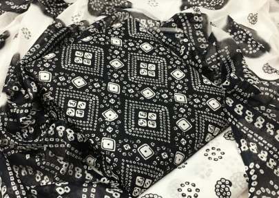 Cotton Printed Badhani Black And White Color Dress