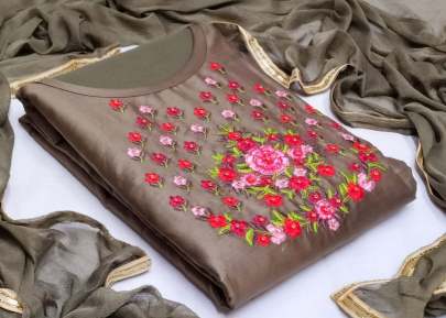 Cotton Rose Dress Material Sileti Colour