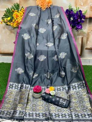 DEEWANI LICHI SILK SAREE GREY COLOR