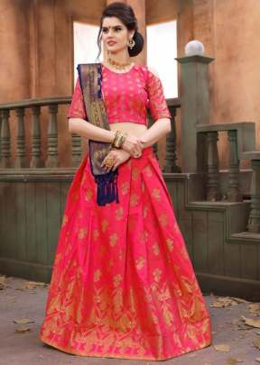 DESIGNER SOFT TIFI SILK LEHENGA NAVY BLUE WITH RANI.