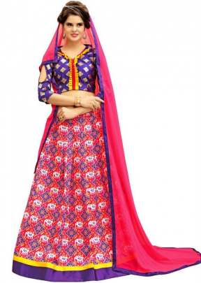 DESIGNER TWRILL SILK DIGITALLY PRINTED LEHENGA PURPLE COLOR.