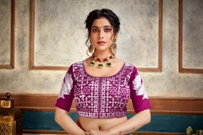 DHANSHREE LICHI SILK SAREE  WINE COLOUR