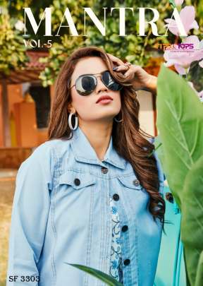 MANTRA VOL 05 Denim Jacket With Long Kurti In 6 Color By Tips   Tops