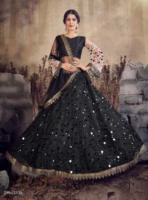 Designer Net Flair Black Lehenga Choli 