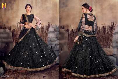 Designer Net Flair Black Lehenga Choli
